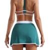 Nude Feeling Colorblock Yoga Set: Women's Sexy Backless Sports Bra & Tennis Skirt