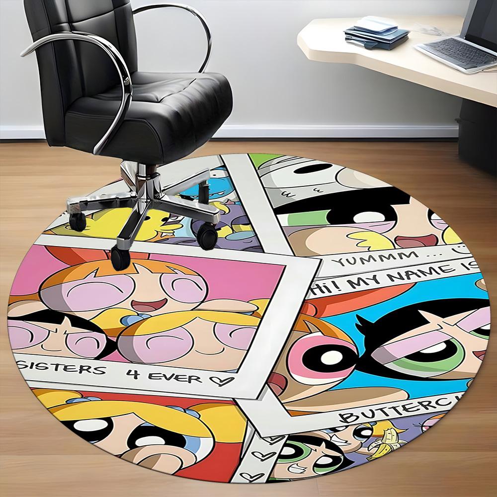1pc Powerpuff Girls Office Round Area Rug, Under Office Chairs Bedroom Living Room Home Decor, Room Decoa1022136