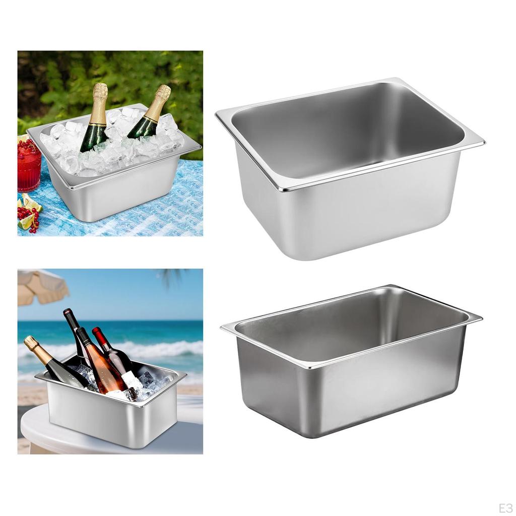 Ice Bucket Beverage Cooler Metal Storage Tub for Wine Beer Champagne Chiller Stainless Steel