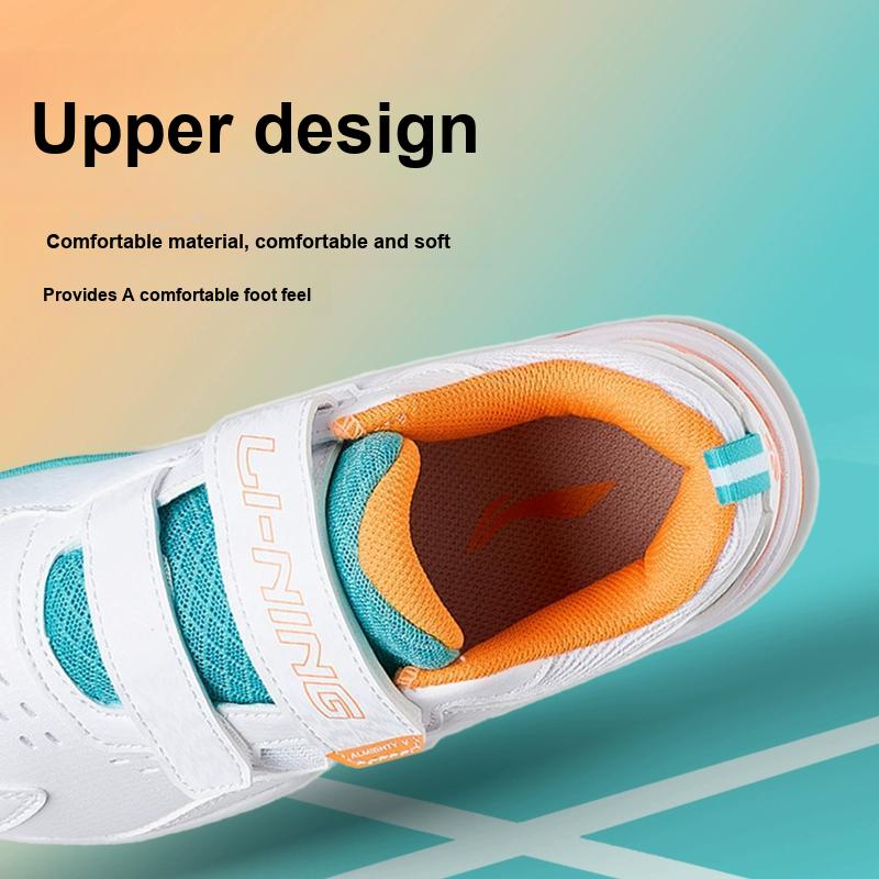 Li Ning All-Around King V Junior Durable Breathable Badminton Shoes Kids Shoes White Green AYTT010-1