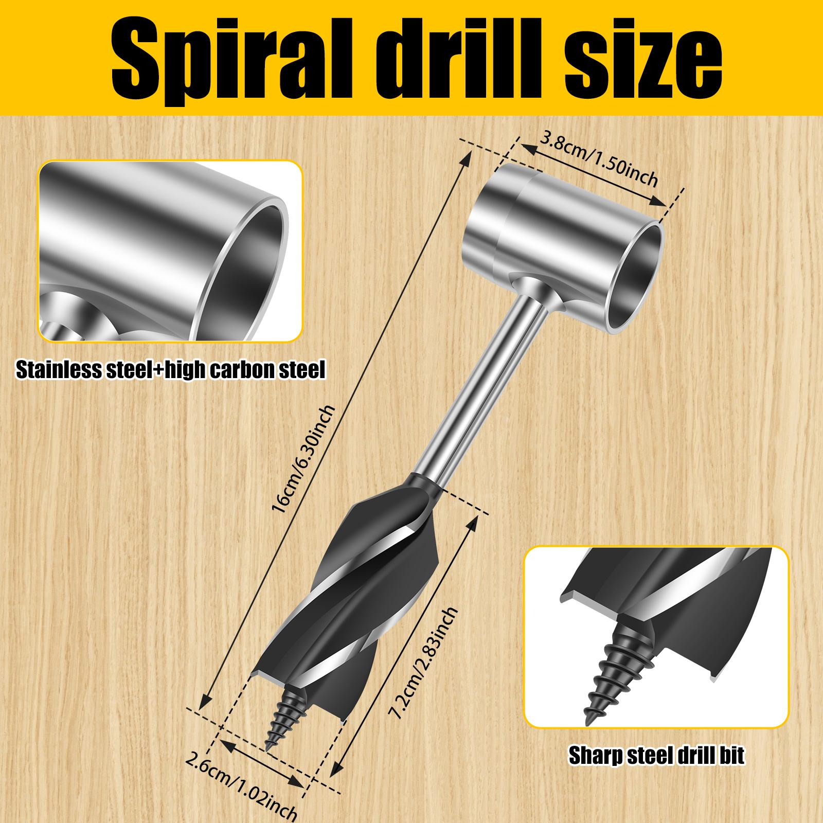 

Hand Drill Carbon Steel Manual Auger Drill Portable Survival Drill Bit Self-Tapping Survival Wood 26mm Hole Punch Tool Camping brown