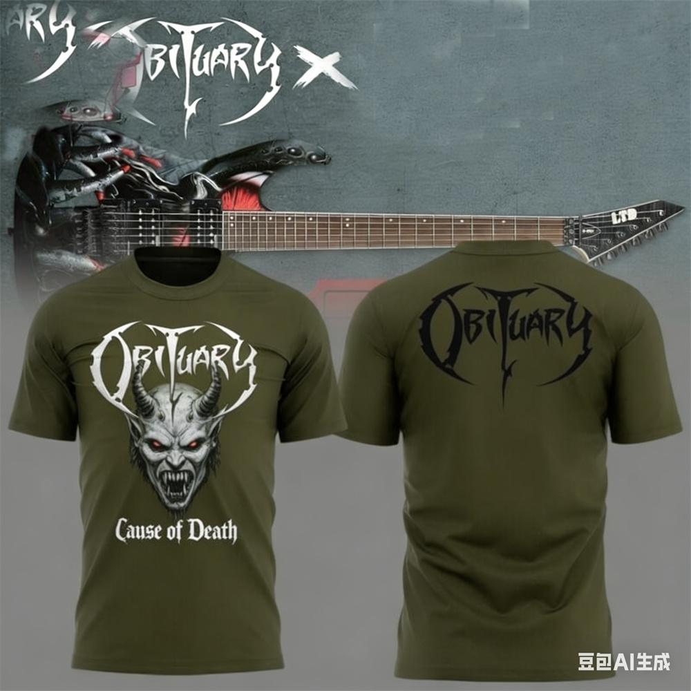 Letnia męska koszulka New Rock Obituary Zespół czaszki Nadruk Koszulka Mężczyźni Kobiety Moda Oversize Krótki rękaw Koszulka Graficzna Koszulka