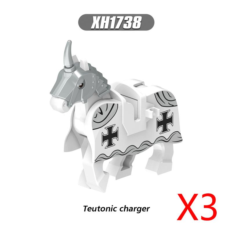 Military Building Blocks Medieval Solider Knights Equipments Mount War-Horse Wolf Flag Vests Shields Fiery Dragon Mini Blocks