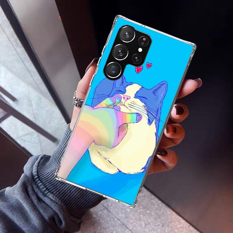 

Cat Cute Kitten Cartoon Phone Case For Samsung Galaxy S23 S24 S25 Edge S26 Ultra S22 + S21 Plus S20 FE Cover Silicone Print Shel Samsung S26