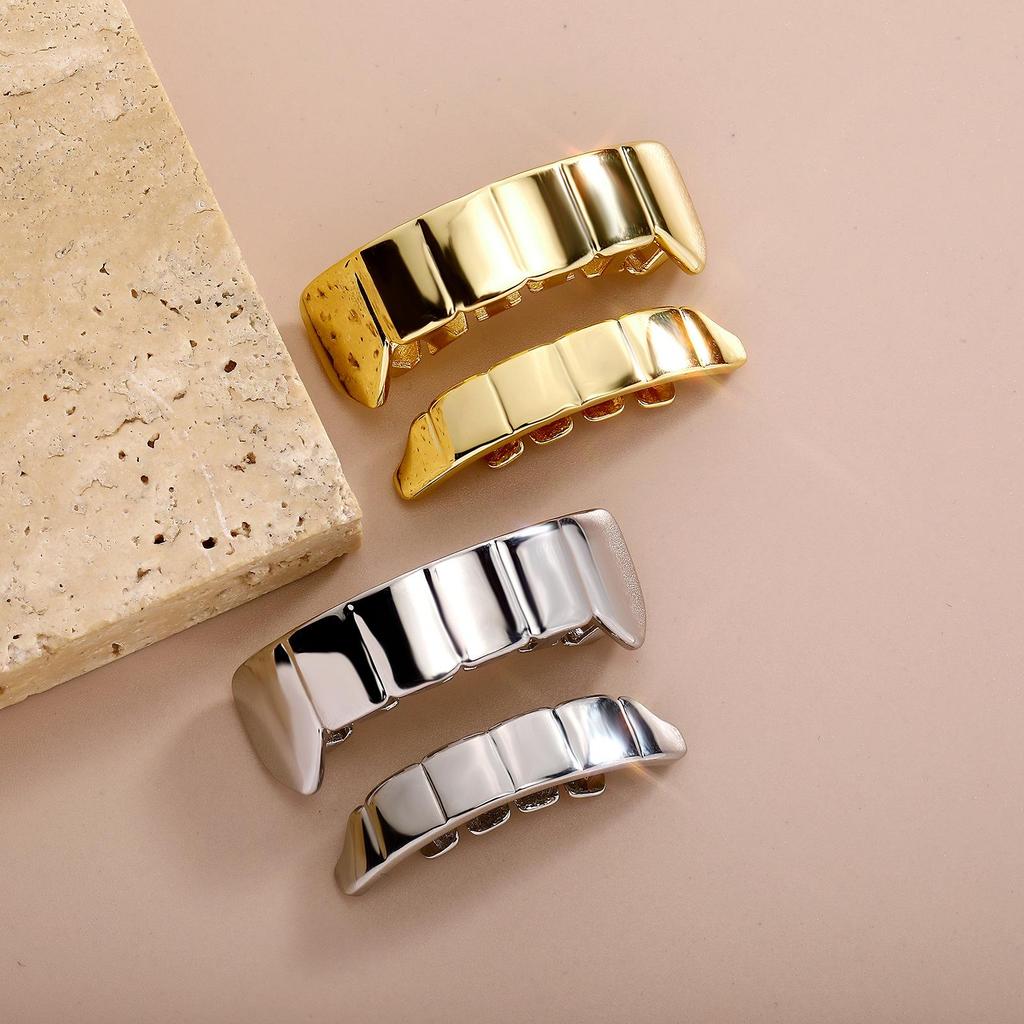 HIPHOP Gold Bling Trapezoid Fangs - Six Teeth Jewelry for European & American Trends