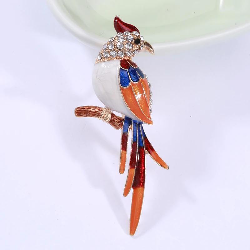 Rhinestone Parrot Brooches for Women Unisex Animal Pin Bird Lapel Pins Event Funny Luxury Gifts New Year Friends Decoration