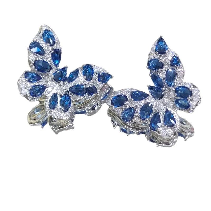 

Trendy Temperament Color Starlight Butterfly Crystal Zircon Stainless Steel Stud Earrings for Women Korea Exquisite Jewelry Gift