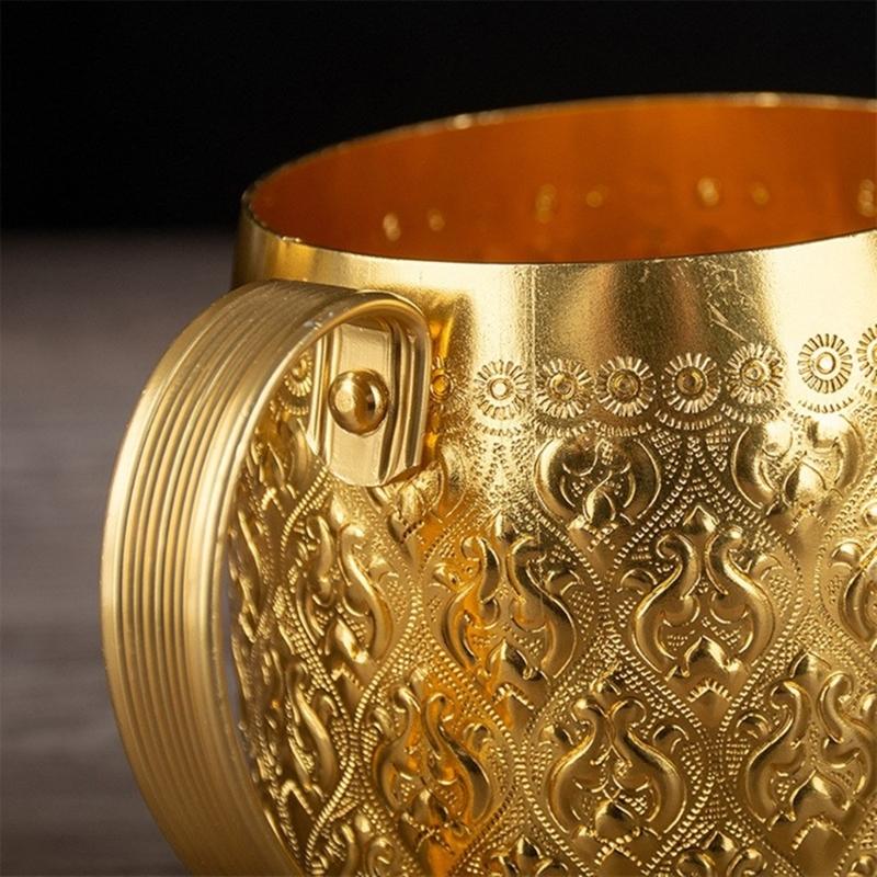 Artistic Thai Style Metal Cup With Excellent Chilling Properties Outdoor Drinking Vessel For Refreshing Summer Drink