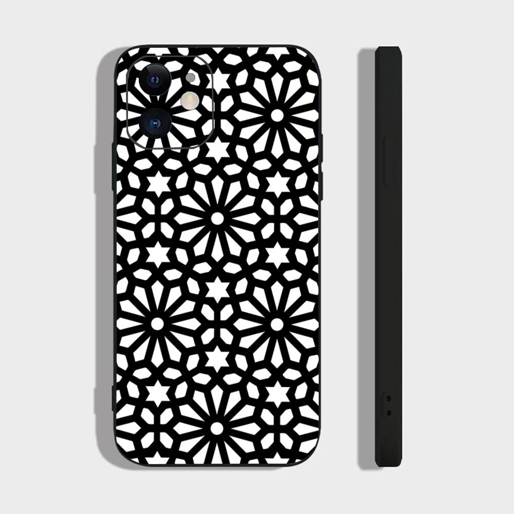 

Retro Simple Black And White Shape Phone Case For IPhone 17 Air 16 15 14 13 Pro Max 11 12 Black Silicone Cover IPHONE 12