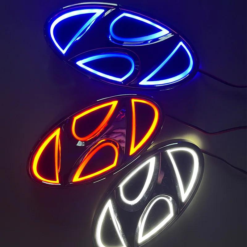 Car 5D LED Front Rear Light Emblem Sticker For Hyundai Genesis N-LINE I10 I20 I30 I40 IX20 IX35 Kona Getz Veloster Tucson Elantr KK10