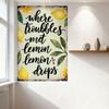 Vintage Distressed Light Green Metal Tin Sign 'Where Troubles Met Lemon Lemon Drops' with Lemons & Leaves for Kitchen Home Decor