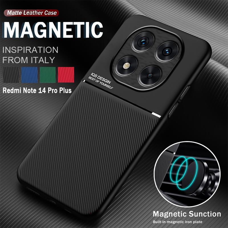 UltraThin Leather Magnetic Case For Xiaomi Redmi Note 14 13 12 11 10 9 Pro Plus Redmi Note 12S 11S 10S Matte Texture Phone Cover