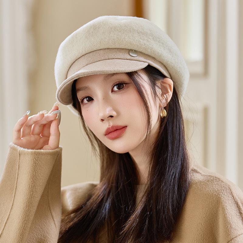 

Осенне-зимняя модная шерстяная кепка, британская теплая шляпа с короткими полями, уличная ветрозащитная кепка газетчика One Size