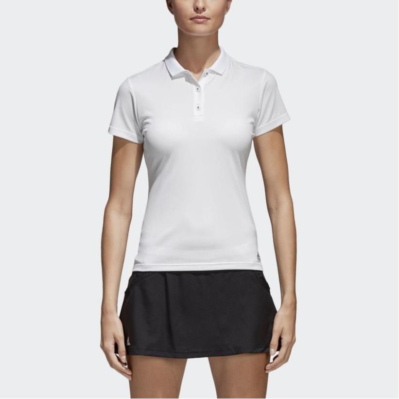 adidas Club Solid Color Breathable Short Sleeve Polo Shirt Women Tops White CE1480