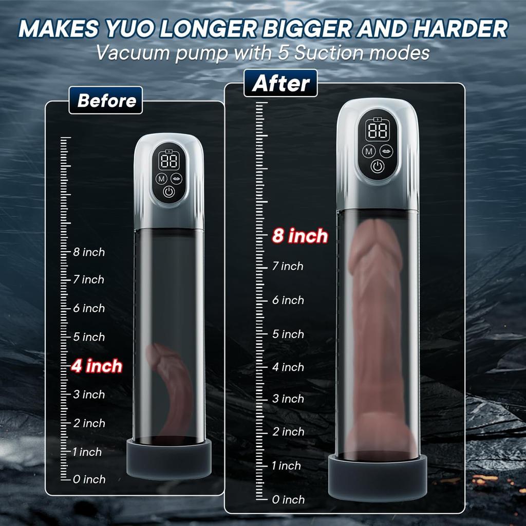 Electric Penis Pump with Mini Pocket Vagina and 3 Penis RingsAutomatic with 4 Training Pressures and 5 Suction ModesAutomatic Male Masturbator