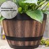 Yousheng Large Flower Pot Whiskey Barrel Design Plant Pot with Drainage Holes Saucer Lotus Planter Rustic Garden Pots for Herbs Outdoor Planting