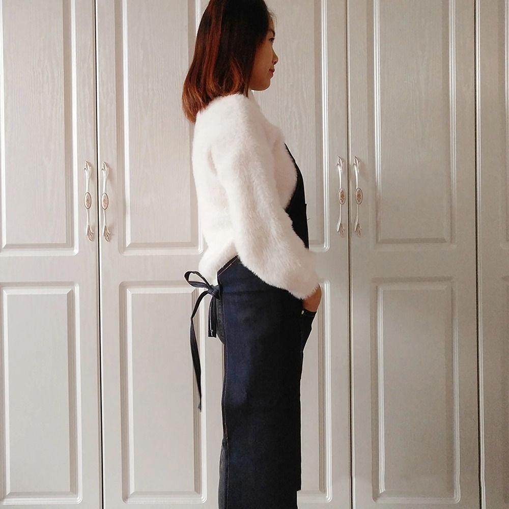 1 Stück Friseurumhang Denim Schürze Wasserdicht Verstellbar Salon Arbeitskleidung Jeans mit Taschen Friseuruniform