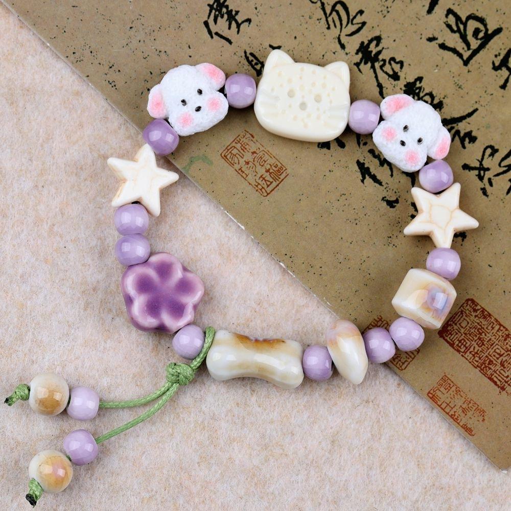 Jingdezhen Ceramic Bracelet, Single Loop Beaded Bracelet, New Chinese Cute Fresh Style Wrist Jewelry