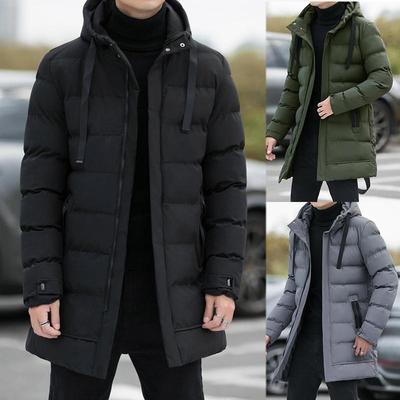 Manteau d'hiver chaud à capuche pour homme, veste longue épaisse et mi-longue, parka chaude pour homme
