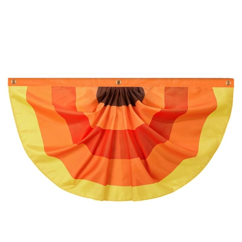 Double Thanksgiving Fan for Yard Decors 3 Reinforced Eyelets Durable Polyester Seasonal Hanging Bauble 1.5x3