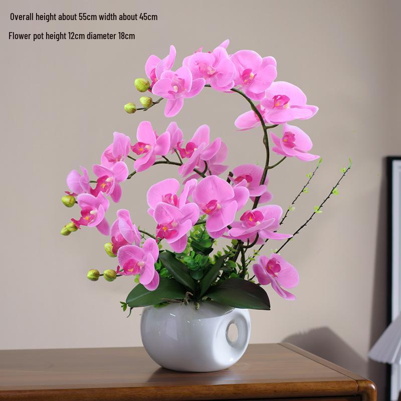 Haptik-PU Phalaenopsis Künstliches Blumengesteck für Wohnzimmer TV-Schrank Deko