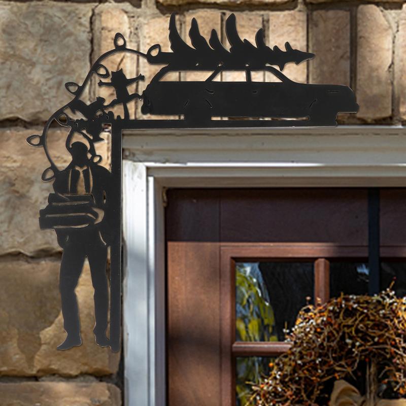Door Topper Decorations Wood Door Frame Sculpture Christmas Top Door Frame Corner Sign Silhouette For Window Craft