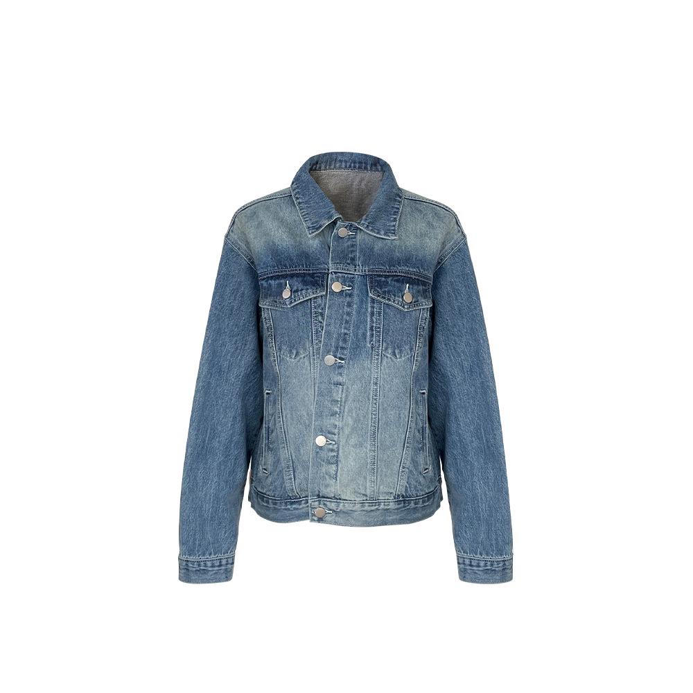 

Джинсовая куртка Zichuan Retro Spring: Повседневный силуэт с косой планкой, женский E1655 M (recommended 50-62.5 kg) синий