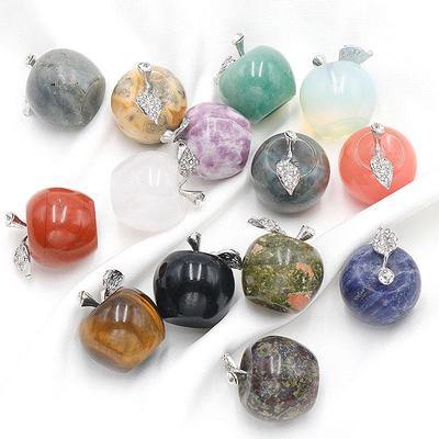 30mm Natural Rose Quartz Crystal Agate Apple Decoration Ornament