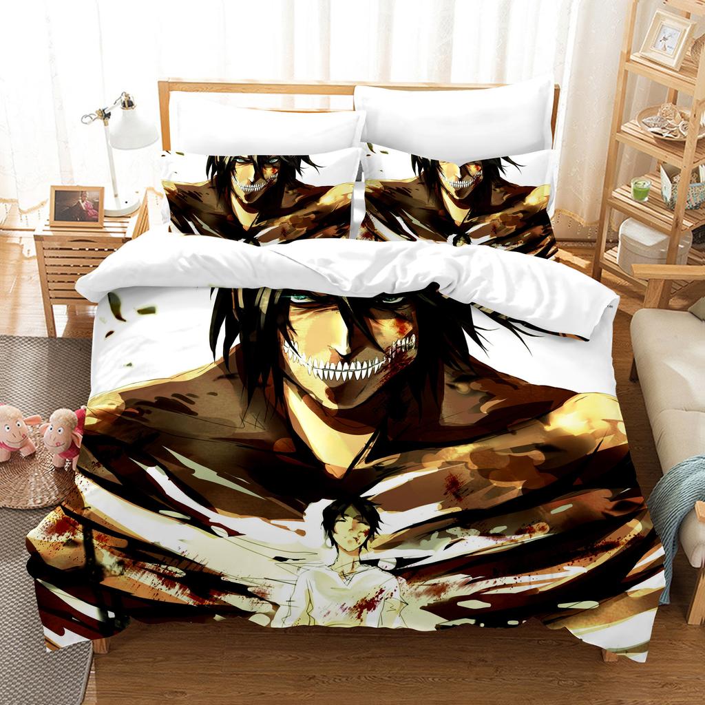 Attack On Titan Bedding Set Single Twin Full Queen King Size Attack On Titan Bed Set Children Kid Bedroom Duvetcover Sets 3D 003