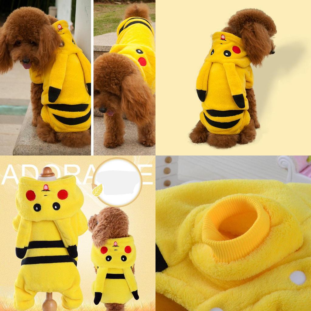 Roztomilý kostým pro mazlíčky Pokémon Go s designem Pikachu s kapucí pro psy a kočky