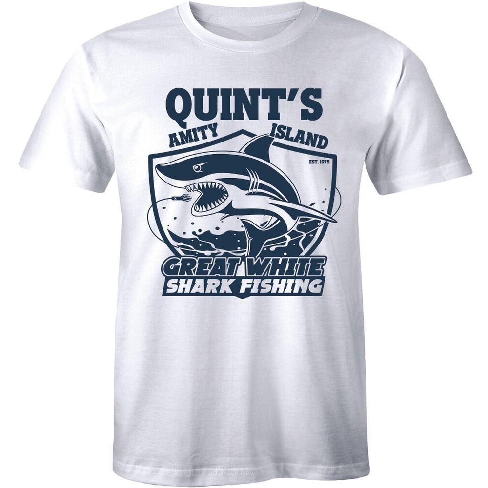 Quints Fishing Jaws Movie T Shirt Amity Island Poster Retro Distressed Tee Mens Unisex T-Shirt XXXL