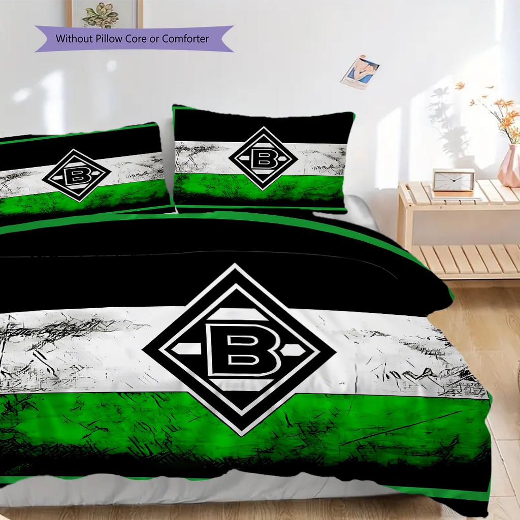 Borussia Vzor Povlečení Sada Prošívaných Dek Quilt Cover Povlak na Polštář Domácí Dekorace Dárek k Narozeninám (1 * povlak na peřinu + 2 * povlak na polštář, bez jádra)