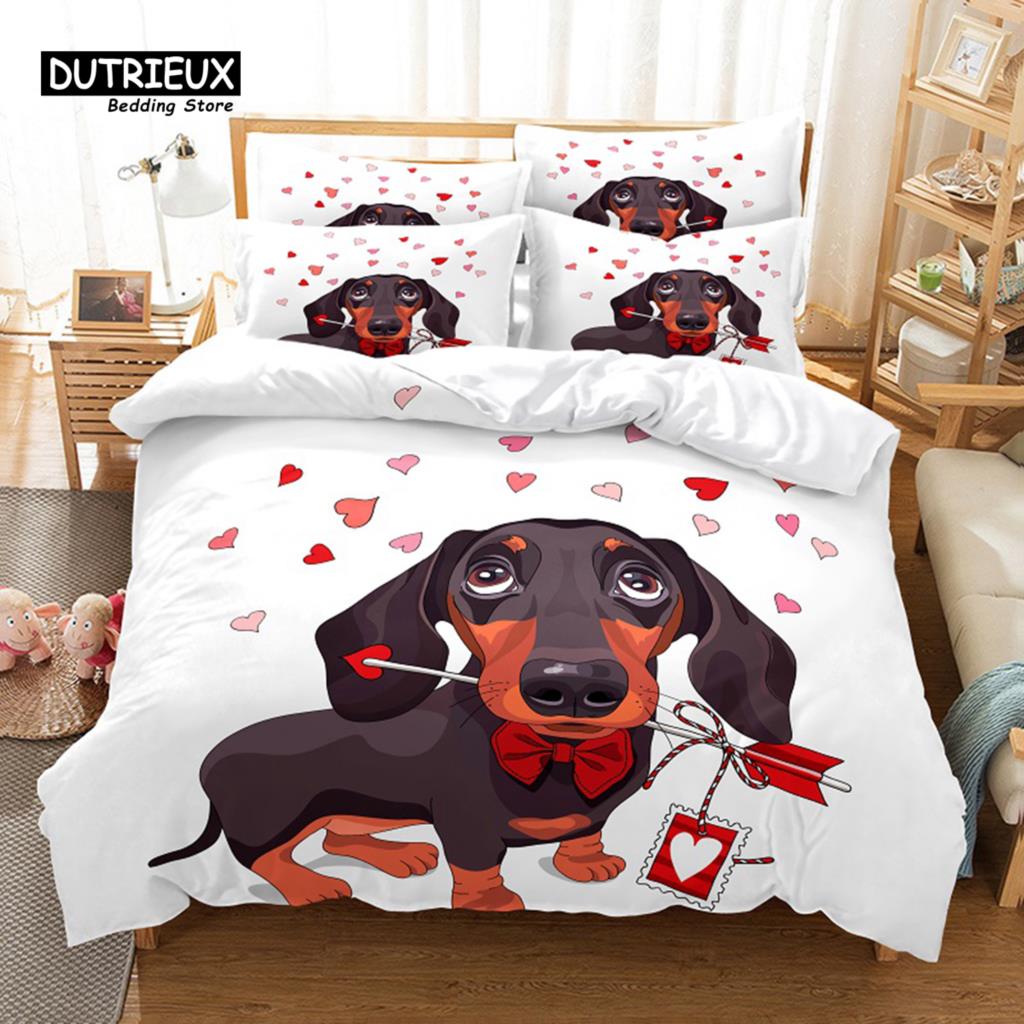 Warm Modern Puppy 3Pcs Soft Comfortable Breathable For Bedroom Guest Room Decor Quilt