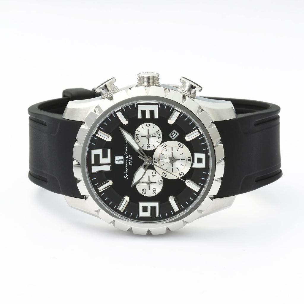Salvatore Marra Men's Chronograph Business Analog Quartz Watch, Black, SSBKBK, with Cloth
