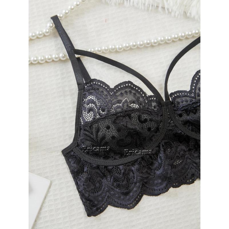 Sexy Lingerie Woman Lace Transparent Underwear Fairy Brief Sets Delicate Bra Kit Push Up Breves Sets Thin Erotic Bras