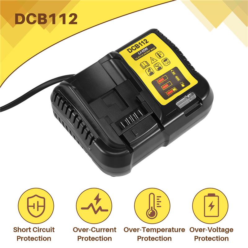 B03B-Dcb112 Li- Battery Charger For  10.8V 12V 14.4V 18V Dcb101 Dcb200 Dcb140 Dcb105 Dcb200 Black