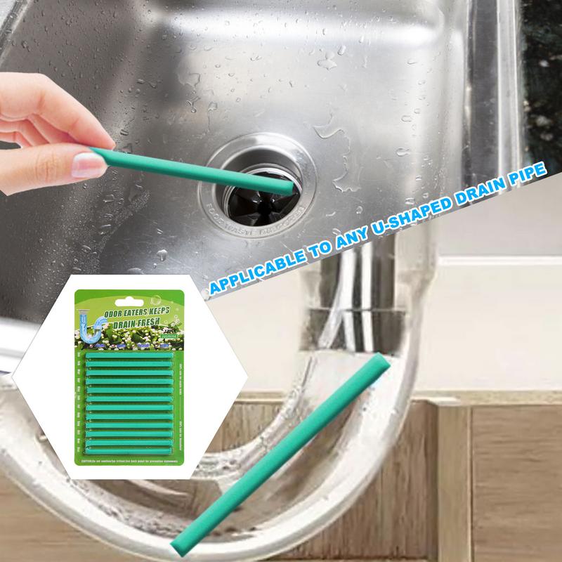 12Pcs/set Pipe Drain Cleaner Sticks Effective Bathroom Shower Drain Deodorizer Effective Drain Pipe Cleaning Sticks