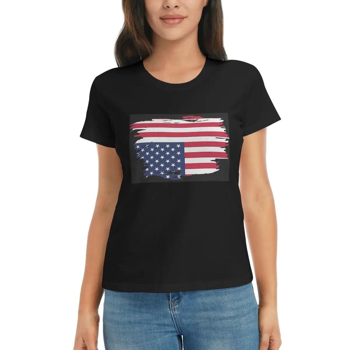 

Women TShirt USA American Flag Summer Short Sleeve Tees ONeck Cotton T Shirts Clothes Tops Streetwear 4XL