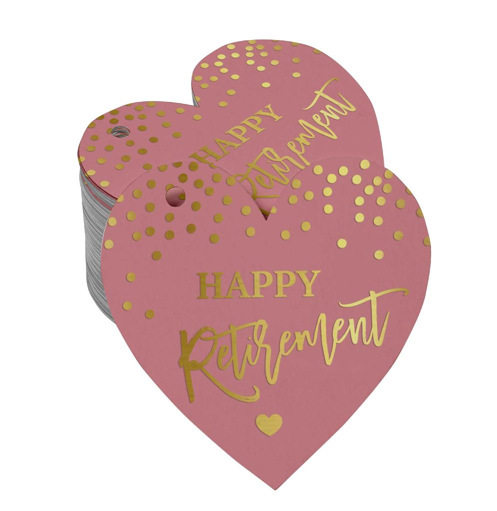 Inkdotpot Silver Foil Paper Hang Tag Happy Retirement Favor Tag 100 Pieces