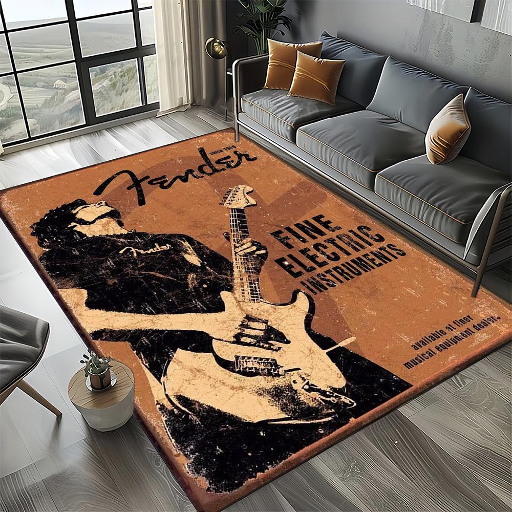 27 Styl Nowy Fender Retro Gitara Instrumenty Muzyka Dywan 3D do Salonu Sypialni Domu Dekoracja Sofy, Antypoślizgowa Mata Podłogowa