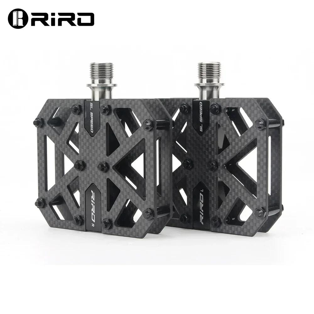 RIRO Carbon Bicycle Pedal 3 Bearing Mtb Pedals Titanium Alloy Shaft Road Mountain Bike Pedal Ultralight Carbon Fiber Bike Pedals