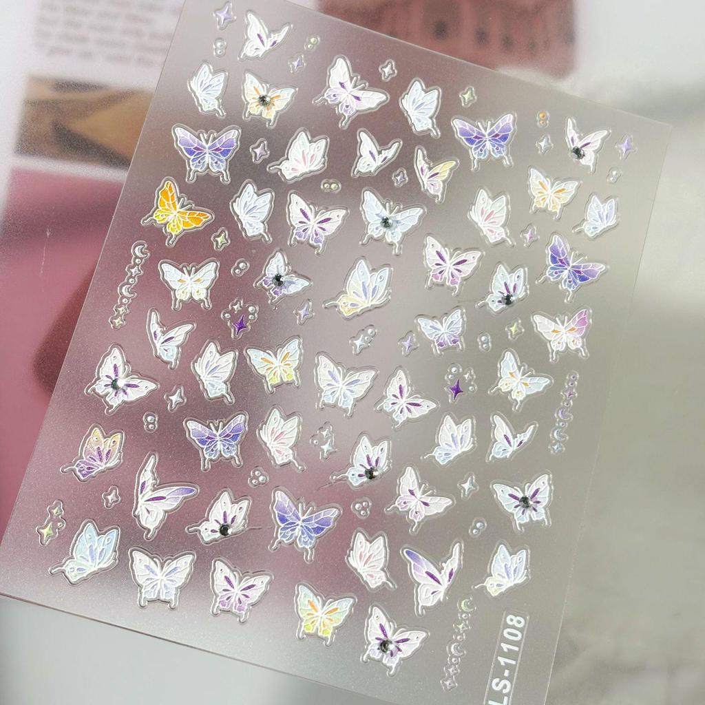 Crystal Diamond Butterfly & Rose Gradient DIY Nail Stickers