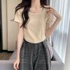 T-shirt Estiva da Donna 2026 con Scollo Quadrato e Orlo Curvo