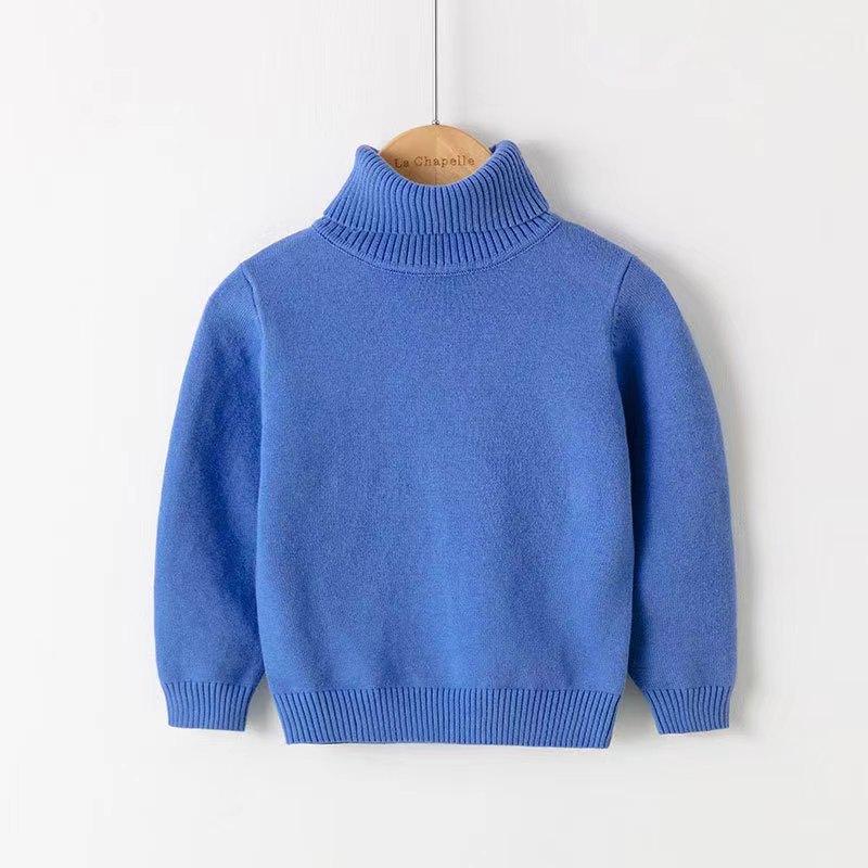 Children's Sweaters Autumn and Winter Pure Cotton Line Boys and Girls Baby Pullover Turtleneck Bottoming Sweater