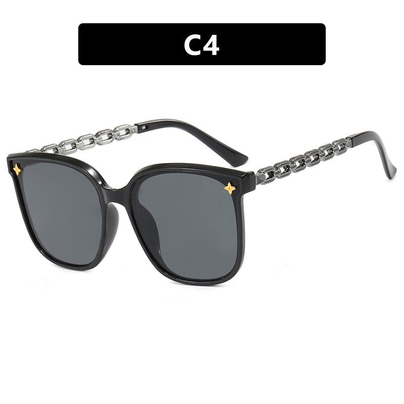 

Солнцезащитные очки с цепочкой, женские солнцезащитные очки с большой оправой, модные уличные очки-рюмки as shown