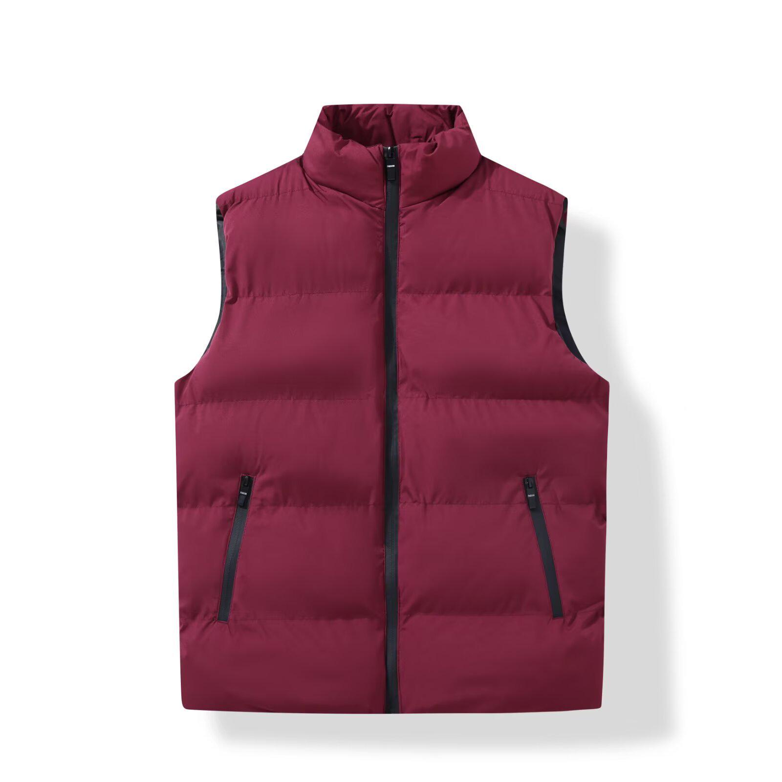 

Men s Winter Stand-up Collar Sleeveless Vest - Trendy, Solid Color, Warm Cotton Casual Jacket. XXL червоний