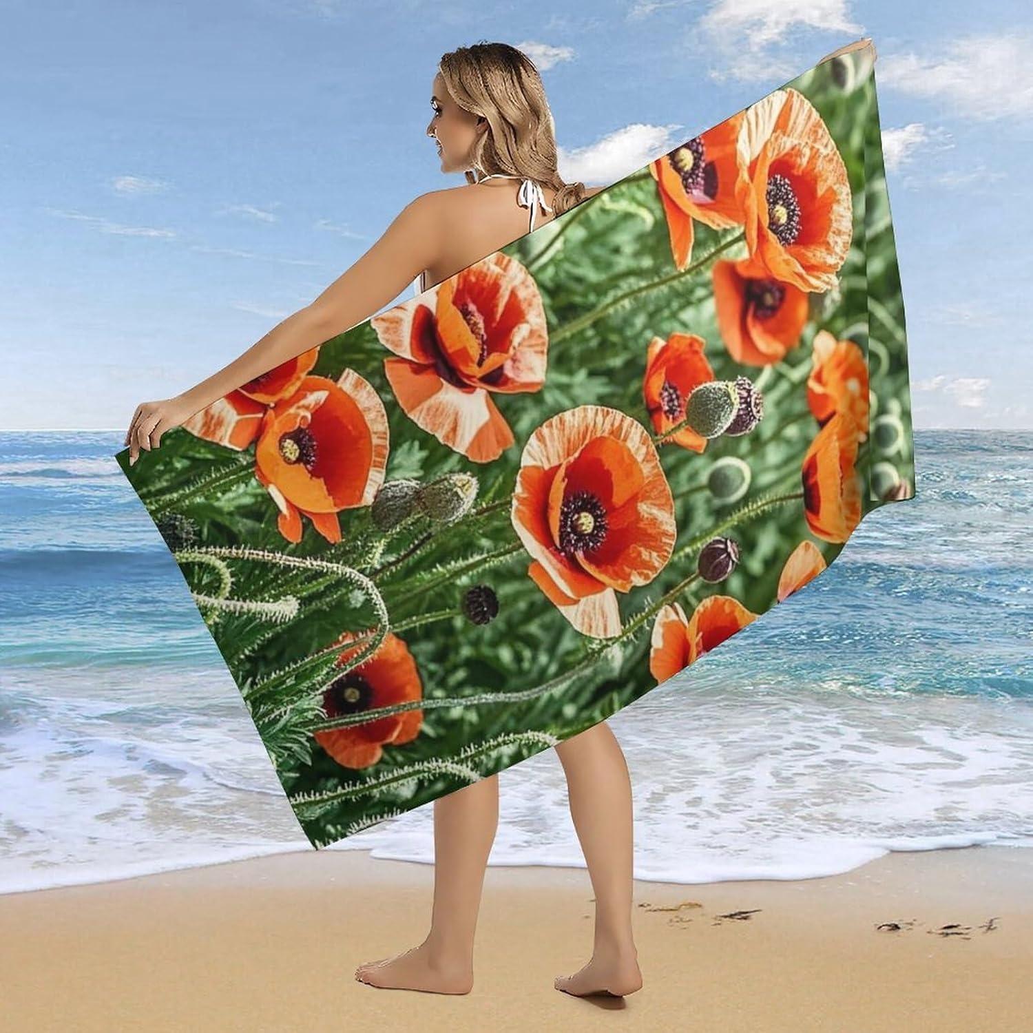 

Pink Flower arts pattern Beach Towel for Family stuffs friends Gift Quick-Dry Sand free For Bath Yoga Beach Camping Swimming GYM W40*H60(CM)
