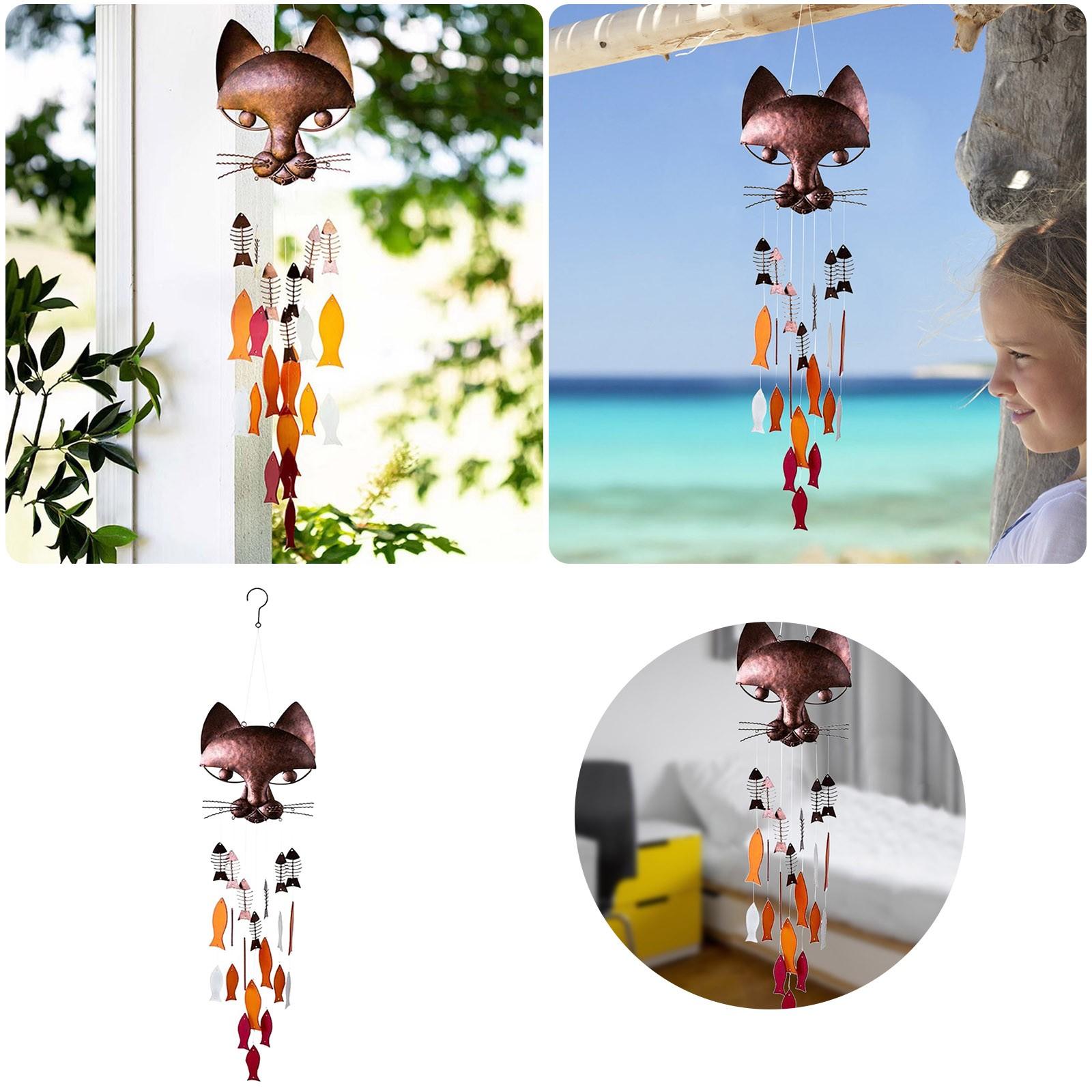 

Wall Art Great Gift Cat Fish Wind Chimes For Outside Home Decor Aesthetic With Relaxing Sound Memorial Wind Chimes Arte De Pared One Size хаки