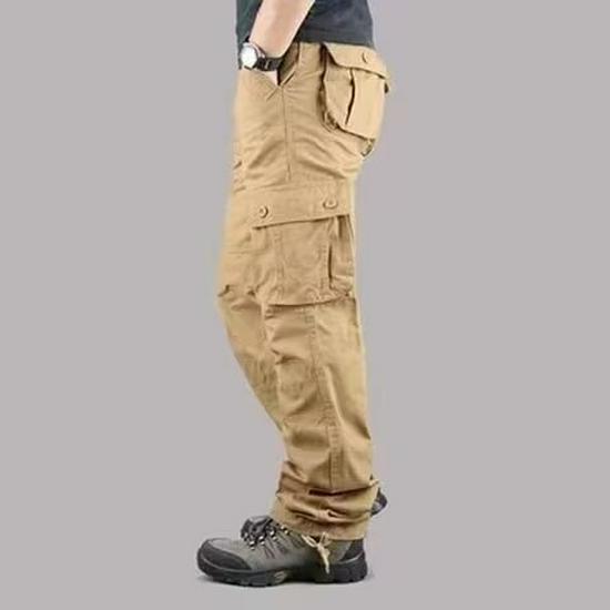 Men's Trendy Loose-Fit Outdoor Work Pants, Multi-Pocket, Plus Size, Straight-Leg, Wear-Resistant, Washable Casual Wear
