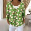Women's Fashion Long Sleeve Christmas Snowman Snowflake Print Jacket Cardigan